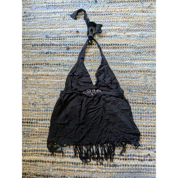 Vtg Rampage Halter Top M Fringe Fairy Grunge Boho Festival Y2K Baddie - Picture 5 of 7